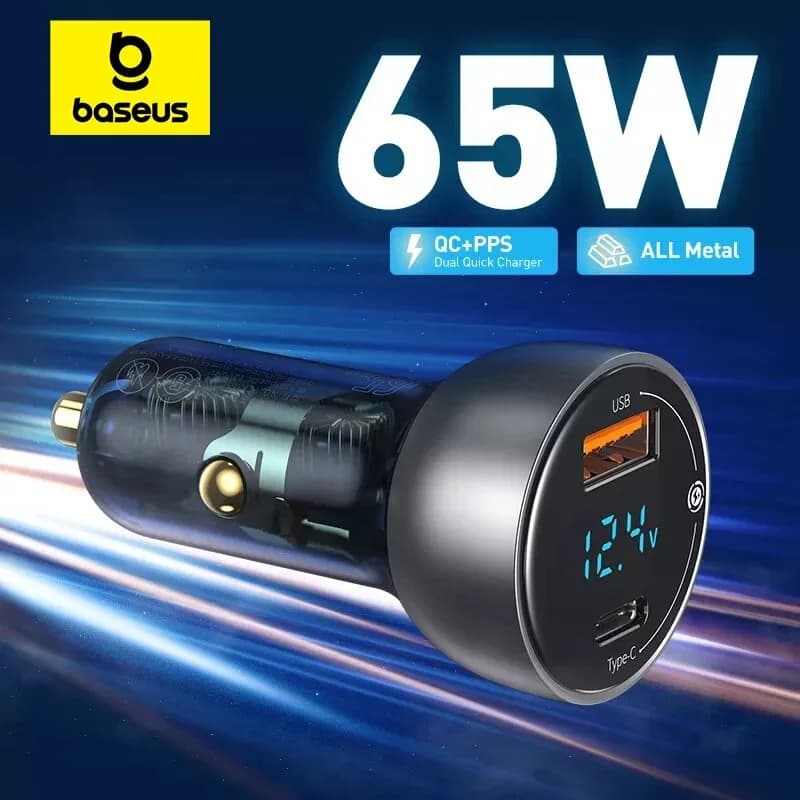 Carregador de Carro USB-C Dual Port 65W PPS para Notebooks